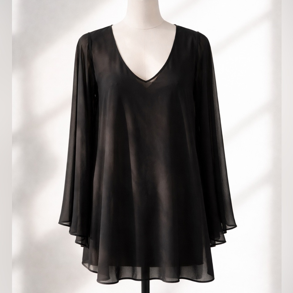 Show Me Your MuMu Black Flutter Sleeve Asymmetrical Mini Dress